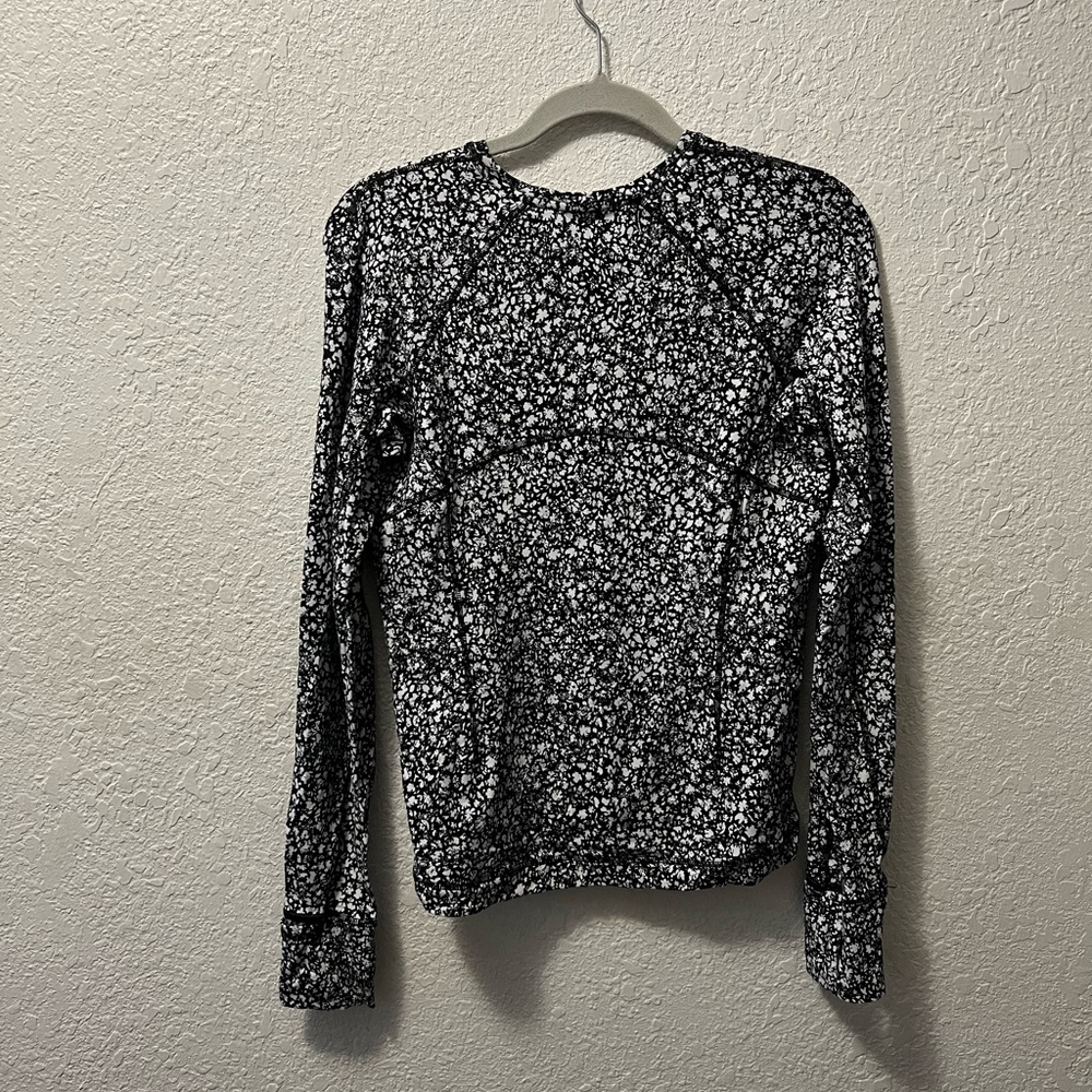 Lululemon Rulu Run Long Sleeve Shirt Venture Floral Alpine White Black - Picture 4 of 11